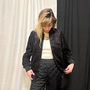 Vintage iridescent leopard bomber jacket